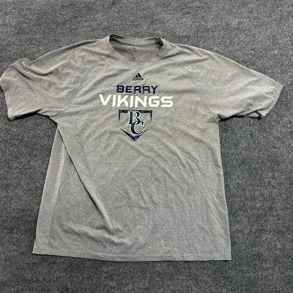Adidas T-Shirt Mens Size XL Gray Berry Vikings Athletic Gym Performance Raglan